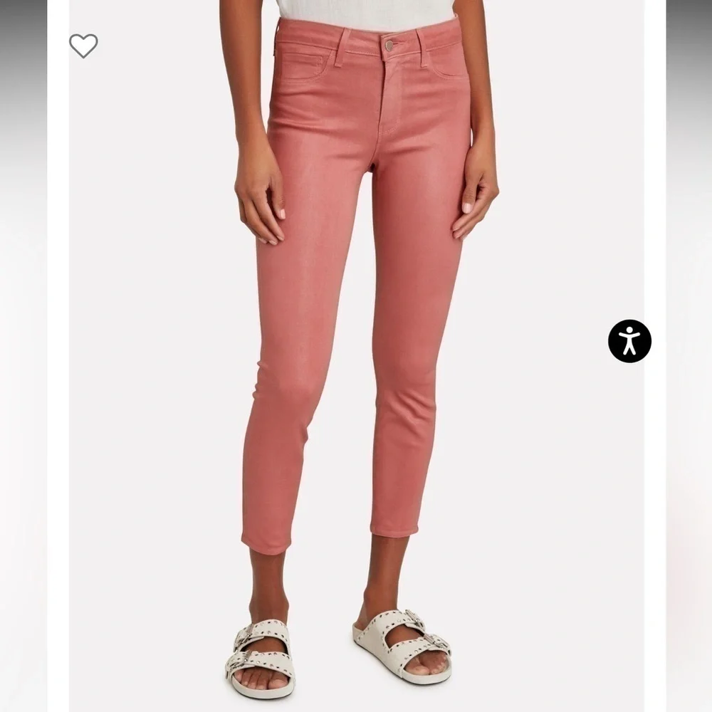 NWT - L’AGENCE - Margot Coated Skinny Jeans dusty rose size 27 - Picture 4 of 10